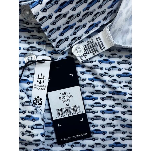 Straight Down|GTO Cars‎ Polo|White/Blue/Multicolor|NWT|SZ M - Picture 6 of 6